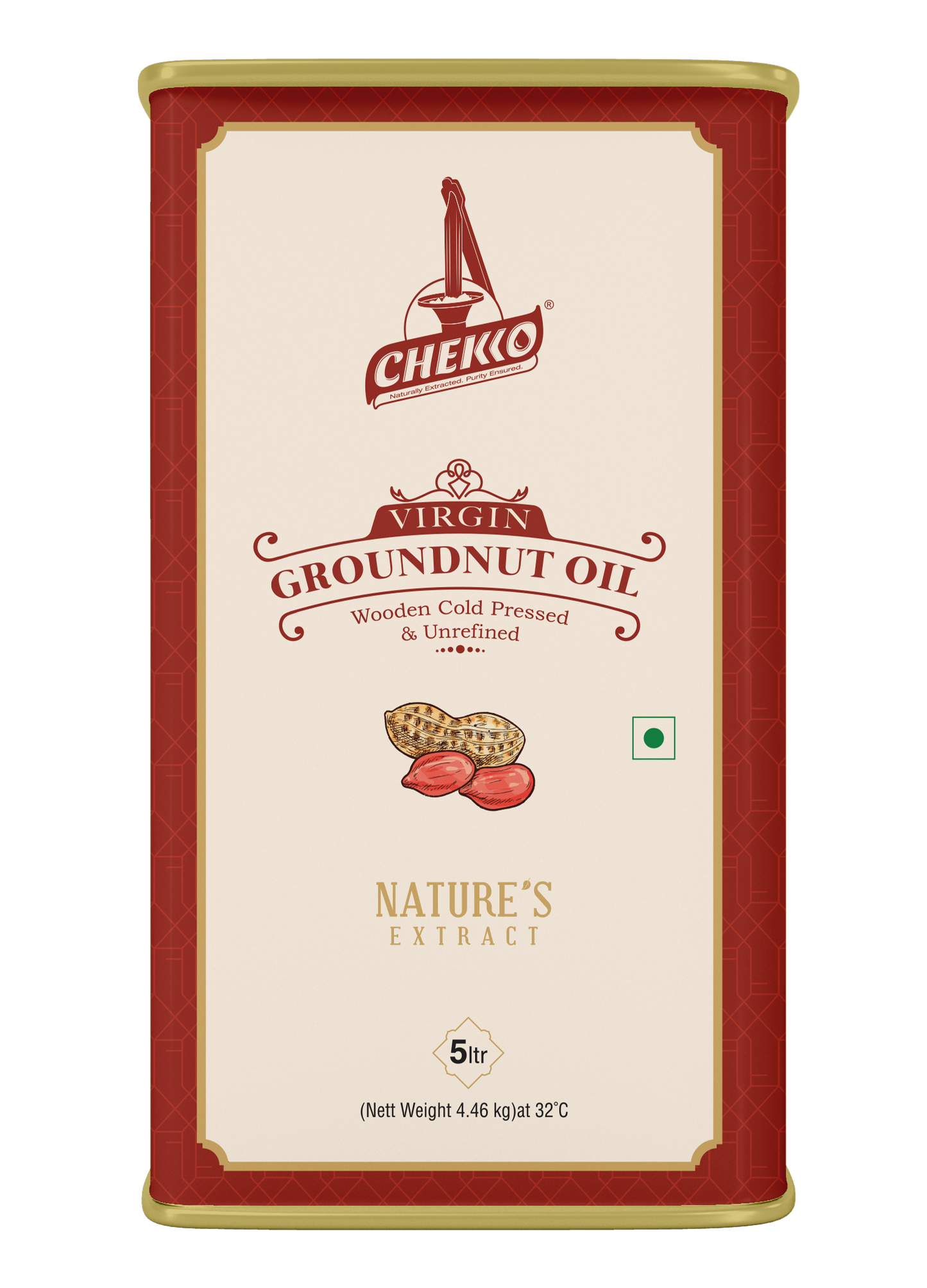 Chekko Cold Pressed Virgin Groundnut /Peanut Oil 5 Ltr